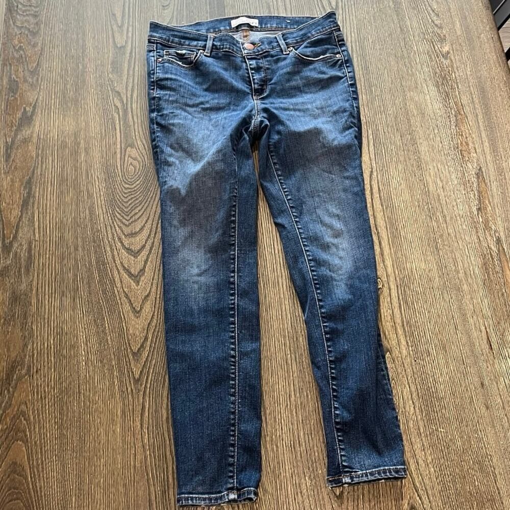 LOFT Modern Skinny Jeans Mid Rise Denim Stretch Cotton Blend Black Size 27/4